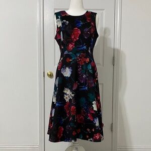 Calvin Klein Black Floral Scuba Knit Dress